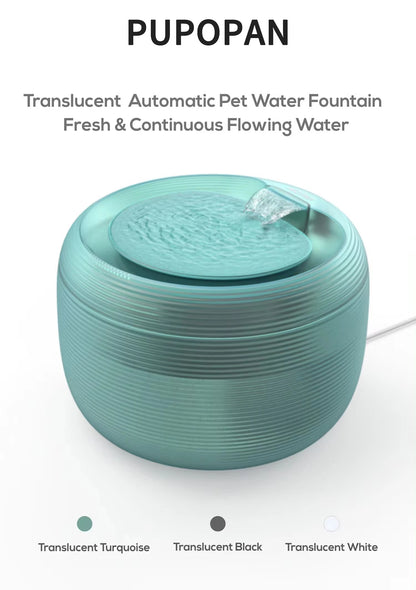 2.5L Extremely Quiet Cat Water Dispenser Pet Water Fountain for Cats and Dogs Built-in LED Light