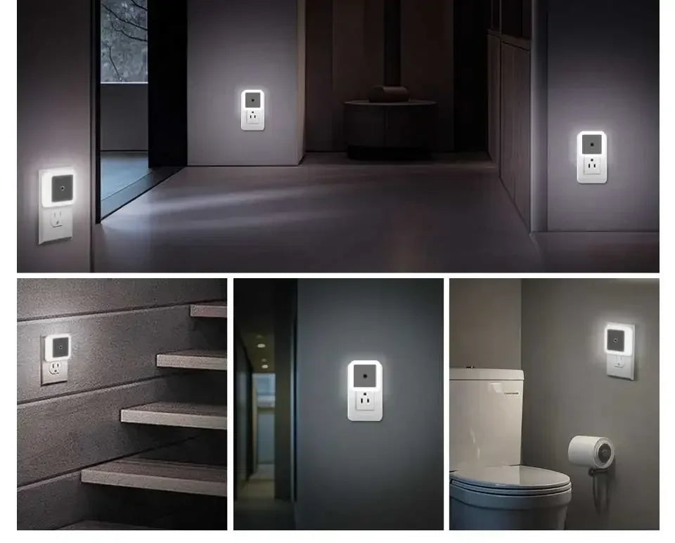 Smart Light Sensor LED Night Light 110-240V US EU Plug in Wall Lamp for Bedroom Kitchen Bathroom Hallway Stairs Lighting
