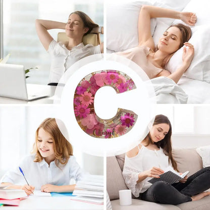 Floral 26 Letters Night Lights Decorative Resin Lamp with Initial Letter & Dry Flower Creative Table Light Night Lamp Glowing