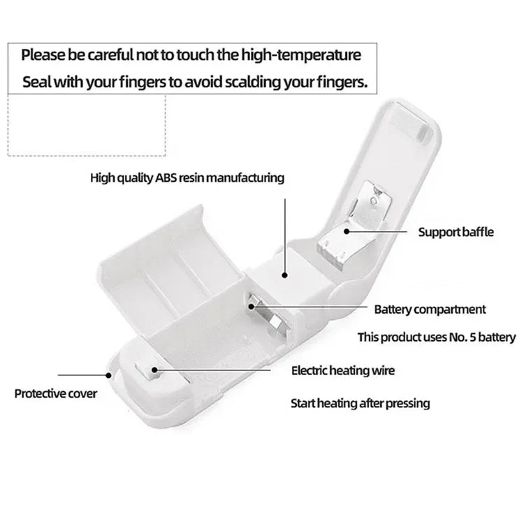 Portable Bag Heat Sealer Plastic Package Storage Bag Clip Mini Sealing Machine Handy Sticker Seal for Food Snack Kitchen Gadget