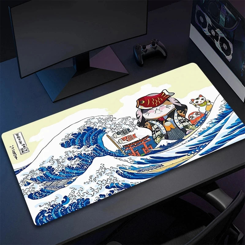 Mousepad Japan Art Great Waves Rubber Mouse Pad Lock Edge Playmat Non-Slip Office Computer Mice Pads Table Gaming Accessories