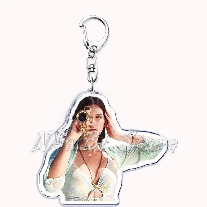 Hot Singer Lana Del Rey Keychain for Accessories Bag Pendant Born To Die Ultraviolence Key Chain Ring Keyring Jewelry Fans Gifts