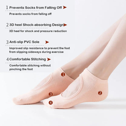 Yoga Socks Women Professional Pilates Socks Anti-Slip Breathable Backless Ankle Ladies Ballet Dance Sports Socks for Fitness Gym