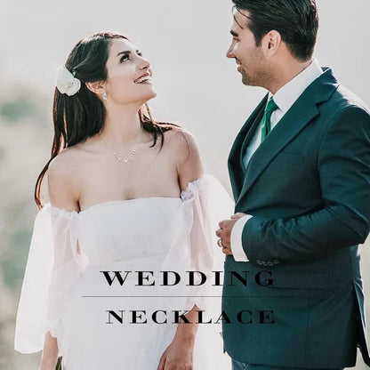 Silver Jewelry Set for Women Rhinestone Crystal Necklace Drop Earrings Link Bangle Bracelet for Bridal Wedding Bridemaid Prom