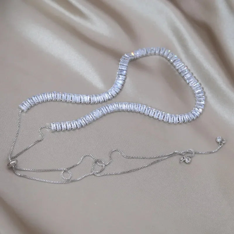 Korean hot selling fashion jewelry, copper inlaid zircon, luxury shiny necklace sexy ladies party necklace