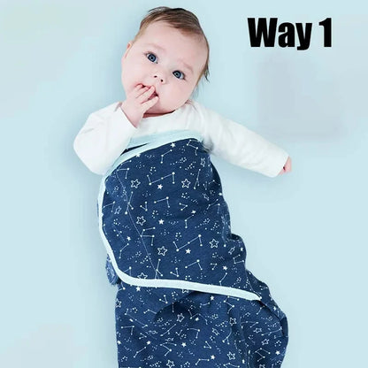 Baby Blanket Hat Set Cartoon Printed Cotton Newborn Swaddle Adjustable Infant Blankets Wraps Applicable All Seasons 0-6 Months