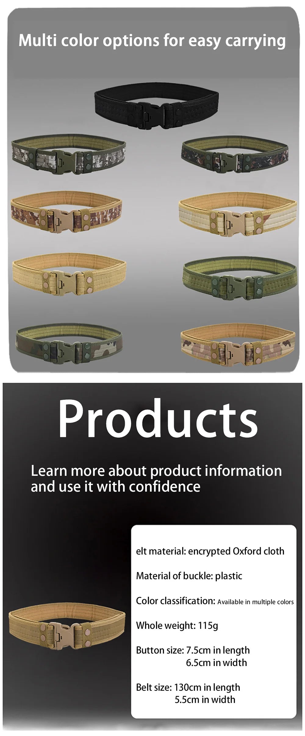 Men's Belt Outdoor Camouflage Tactical Belt Oxford Cloth Belt Mountaineering Belt Nylon Wide Waist Belt Work Belt Neutral Belts