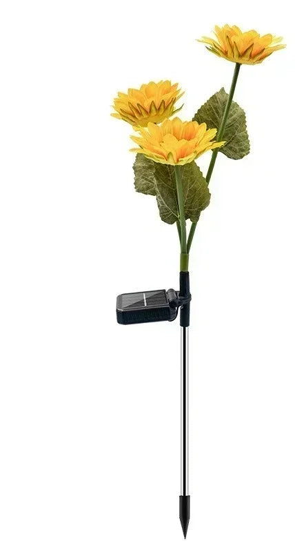 3 Heads Solar Lights Outdoor Decorative Solar Garden Lights tulips Flower Lawn Lamp for Yard Patio Garden Decor