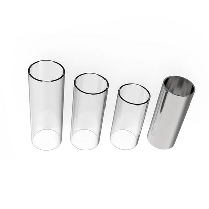 Guitar Slides Set Includes 3 Glass Slides (5.1cm/ 6cm/ 7cm) + 1 Stainless Steel Slide (6cm) + 4pcs Celluloid Thumb & Finger Pick