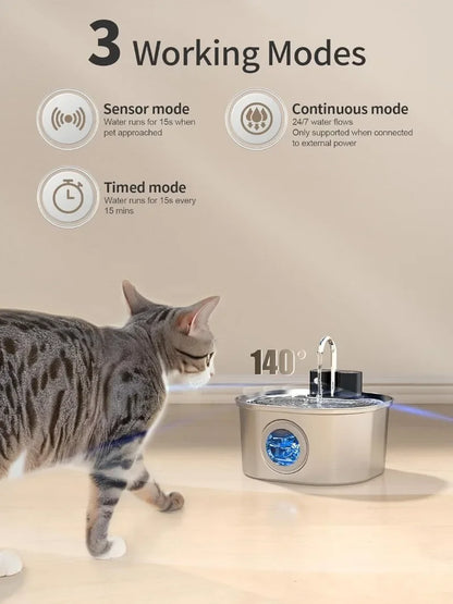 3.2L Wireless Cat Water Fountain 4000mAh Battery Auto Sensor Drinking Fountain For Cats Dog Pet Water Dispenser Accessories