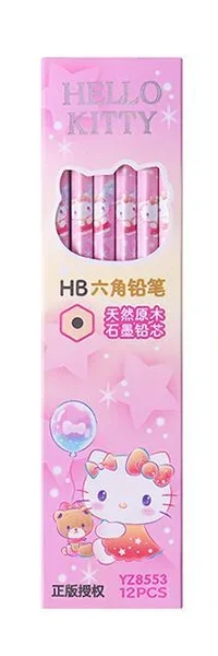 12pcs Sanrio Series Kuromi Hexagonal Writing Pencil Set Cute Student Pencil Creative Writing Pencil School Student Stationery