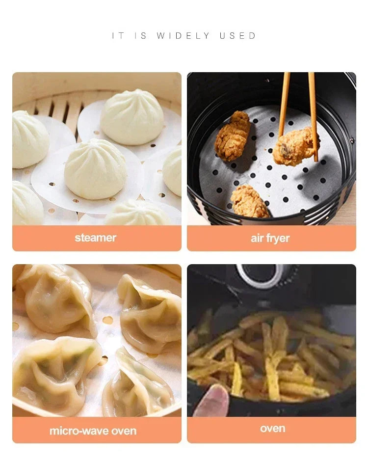 100pcs Air Fryer Liners Non-Stick Air Fryer Mat Disposable Oil Paper Parchment Paper Disposable Liner Home Kitchen Consumables