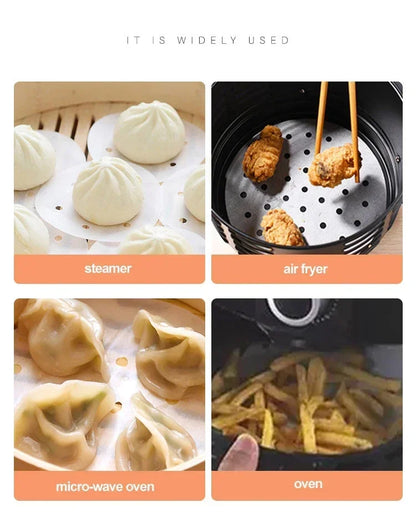 100pcs Air Fryer Liners Non-Stick Air Fryer Mat Disposable Oil Paper Parchment Paper Disposable Liner Home Kitchen Consumables
