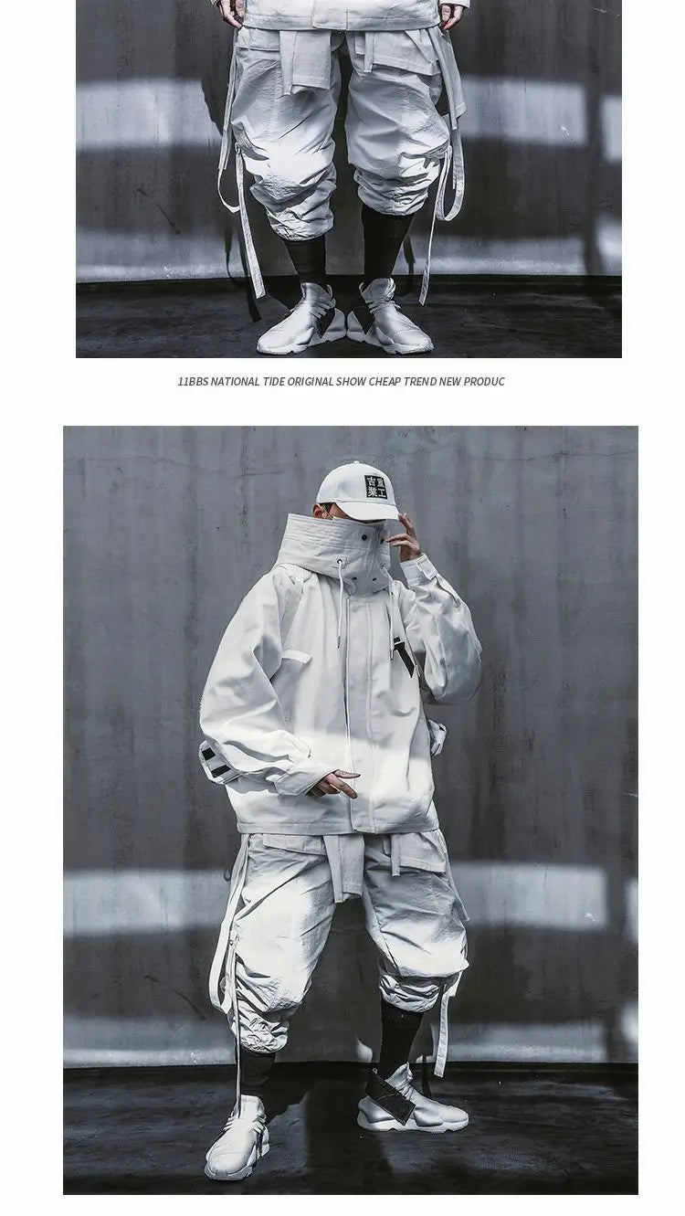 Oversize Jacket Trench Coat Men And Women Autumn Solid Japanese Fashion Vintage Casual High Street Hooded Functional Wind