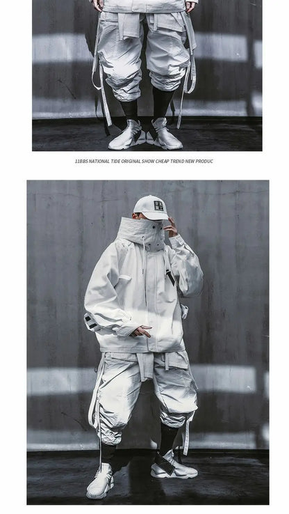 Oversize Jacket Trench Coat Men And Women Autumn Solid Japanese Fashion Vintage Casual High Street Hooded Functional Wind