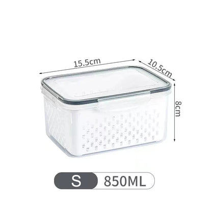 Fresh Vegetable Fruit Boxes Drain Basket Storage Containers Refrigerator Storage Box Fridge Organizer Pantry Kitchen Organizer