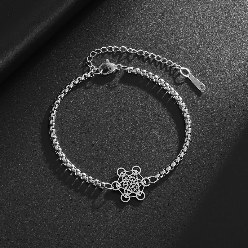 Angel Seal Archangel Metatron Cube Bracelet Women Men Salomon Box Chain Bracelet Stainless Steel Jewelry Gift