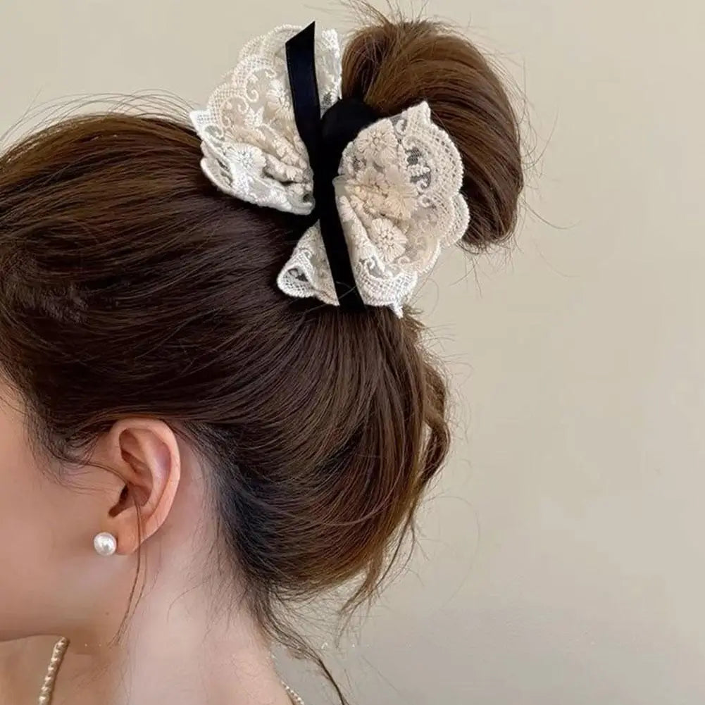 Fashion Lace Scrunchies French Romantic Elastic Hair Bands Girls Solid Ponytail Holder Headwear Hair Rope Women Hair Accessories