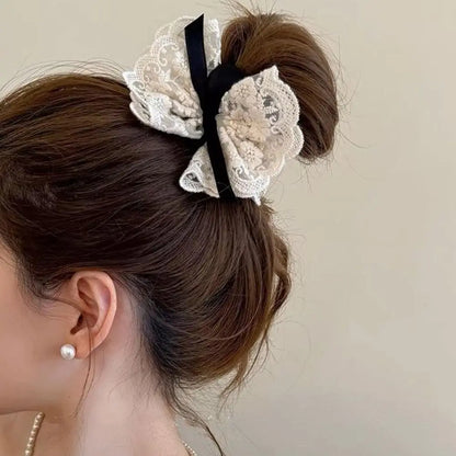 Fashion Lace Scrunchies French Romantic Elastic Hair Bands Girls Solid Ponytail Holder Headwear Hair Rope Women Hair Accessories