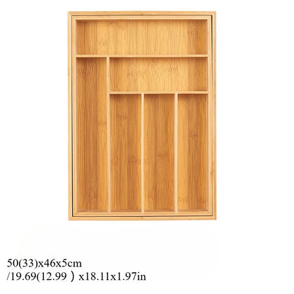 Bamboo Expandable Drawer Kitchen Organizer for Spoons Forks Knives cutleries Utensils Holder Adjustable Cutlery Tray Divider