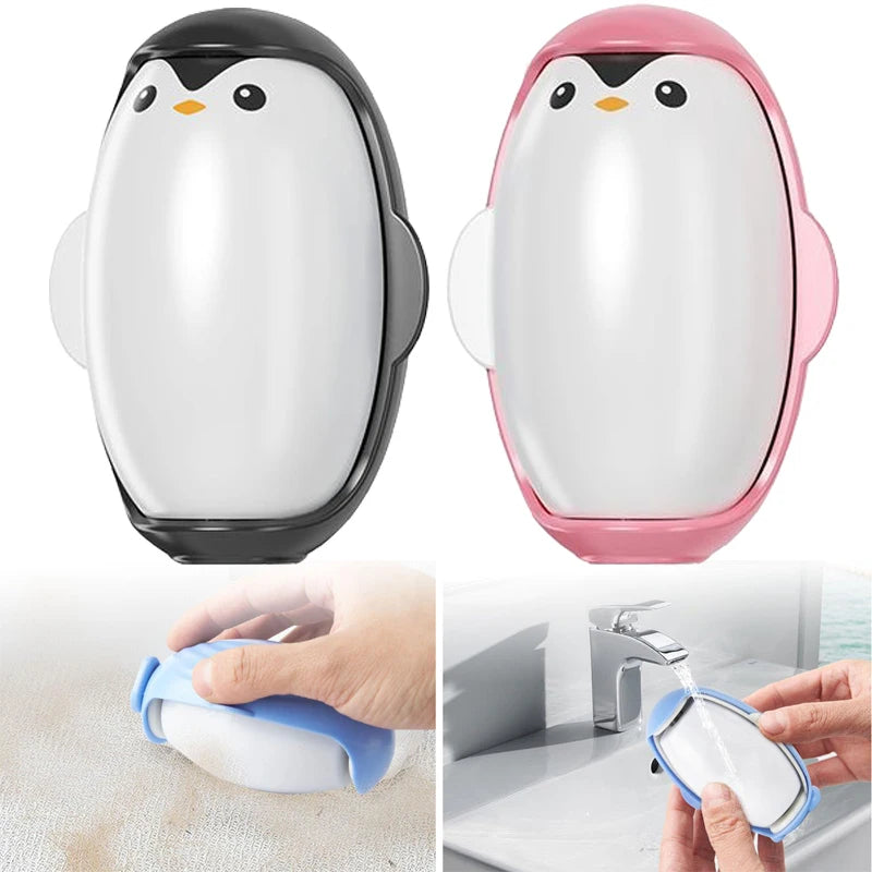 Washable Lint Remover Penguin Cute Portable Sticky Washable Reusable Clothes Dust Cleaning Hair Pet Sticky Roller Ball Traveling
