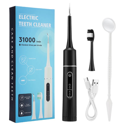 Electric Teeth Cleaner Remove Tartar Plaque Calculus and Tooth Stains Dental Teeth Whitening Kits With 6 Toothbrush Heads Home