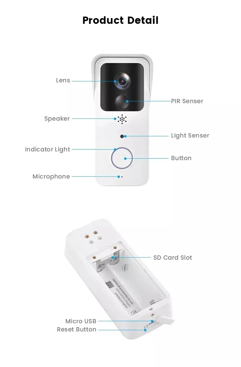 Video Doorbell 5G 2.4G WiFi 1080P Smart Outdoor Wireless Intercom Waterproof Wireless Camera Home Safety Doorbell Camera