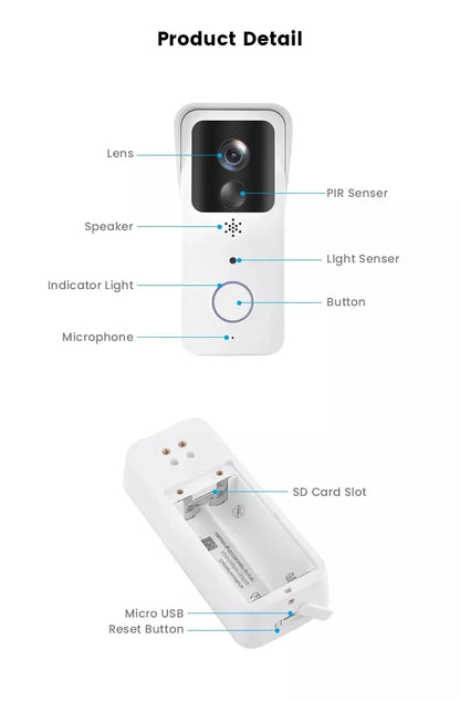 Video Doorbell 5G 2.4G WiFi 1080P Smart Outdoor Wireless Intercom Waterproof Wireless Camera Home Safety Doorbell Camera
