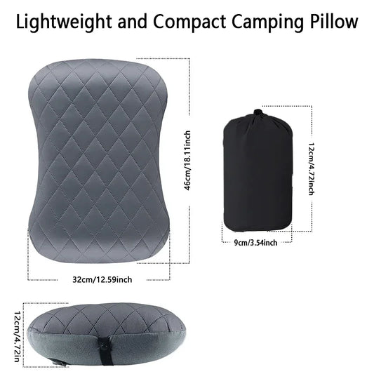 Ultralight Inflatable Camping Travel Pillow with Soft Washable Cover -  Ergonomic Inflating Pillows for Neck & Lumbar Support