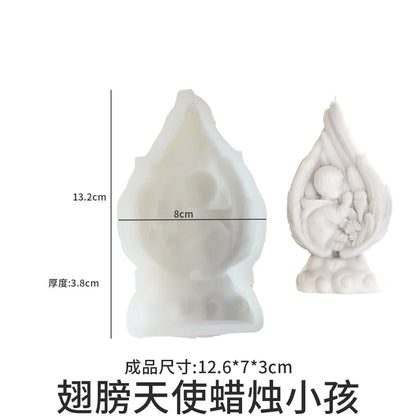 Candle Mold Angel Wings Pray for Jesus Scented Candles Gypsum Ornaments Silicone Mold Resin Mold