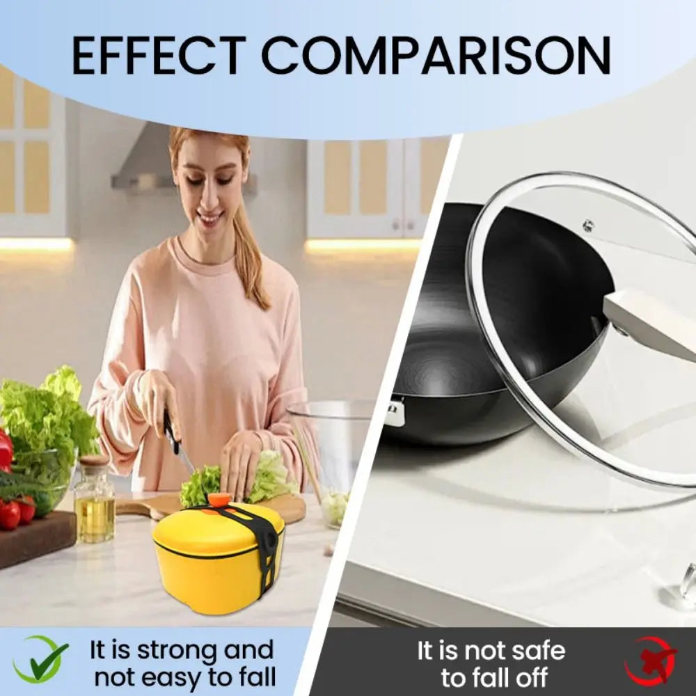 3Pcs Stretchable Silicone Lid Straps Leak-Proof Splash-Proof Lid Fixing Band Reusable Crock Pot Lid Elastic Dishes
