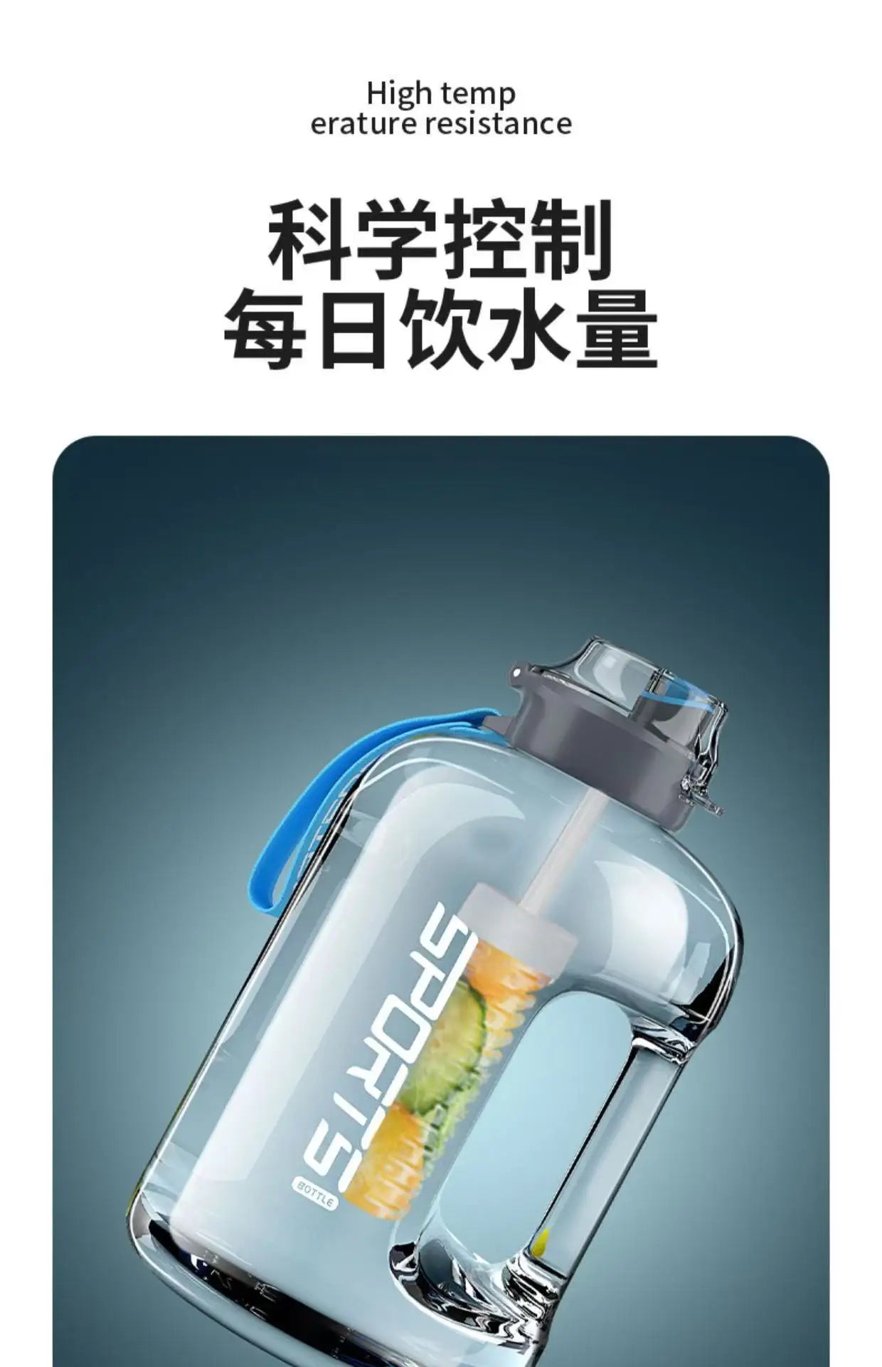 Large-capacity water bottle, ton-ton bucket, men's sports water bottle, fitness water bucket, big-bellied cup, dunchun bucket, s