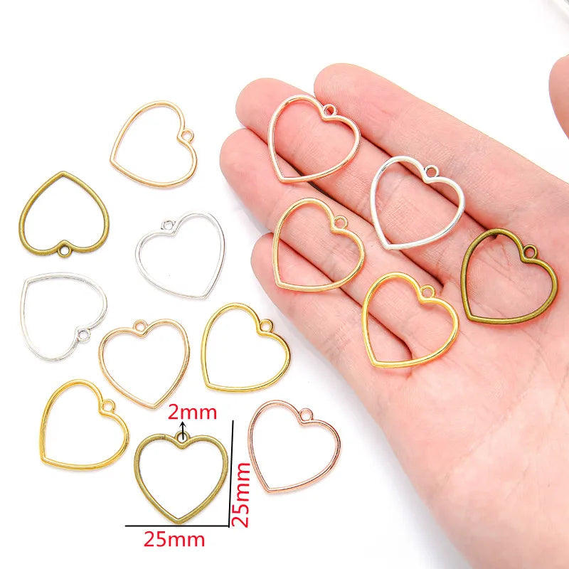 20pcs hollow Hearts Charms Necklace Pendant Bracelet Jewelry Making Handmade Crafts diy Supplies 25*25mm