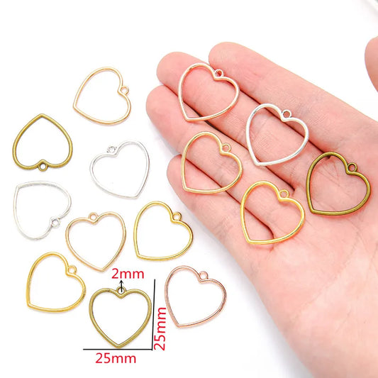 20pcs hollow Hearts Charms Necklace Pendant Bracelet Jewelry Making Handmade Crafts diy Supplies 25*25mm