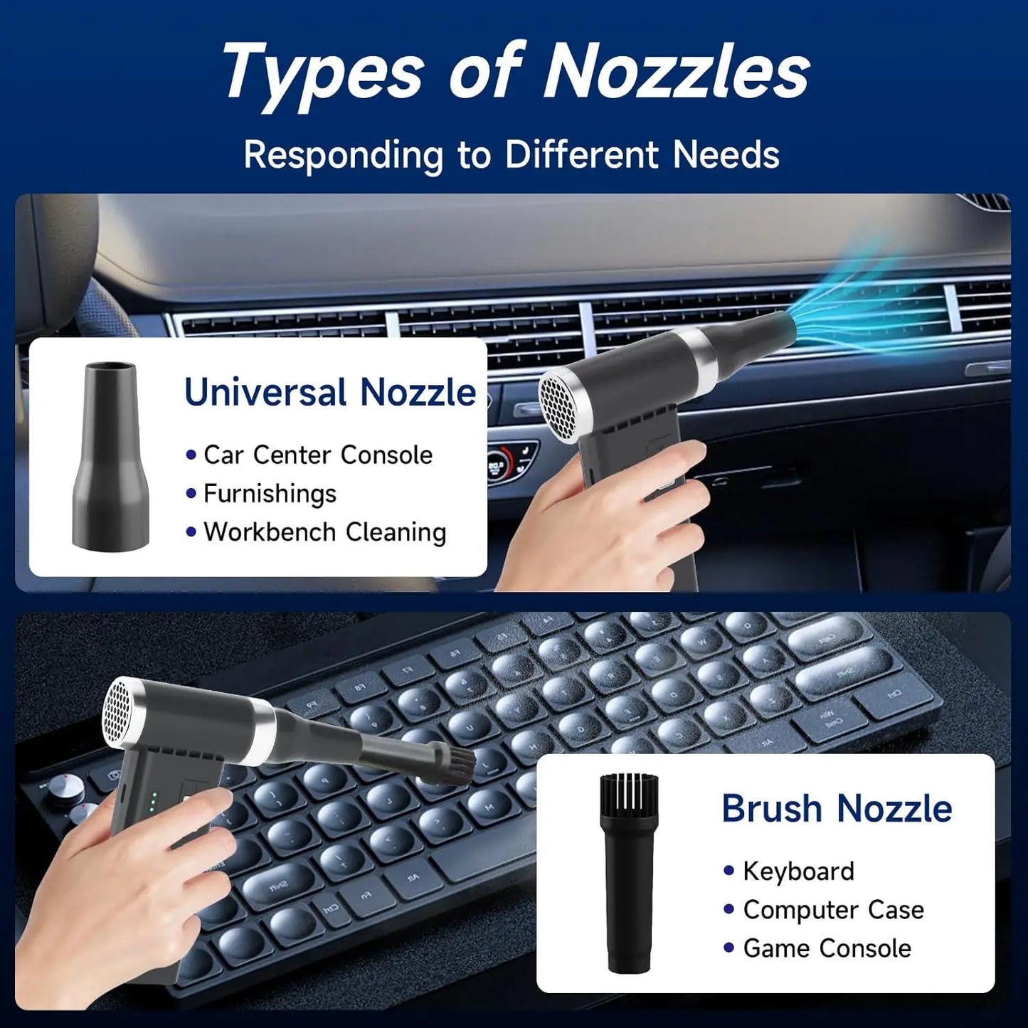 Mini Cordless Hair Dryer Multifunctional Electric Air Duster Hair Dryer Travel Portable USB Rechargeable Negative Ion Hair Dryer