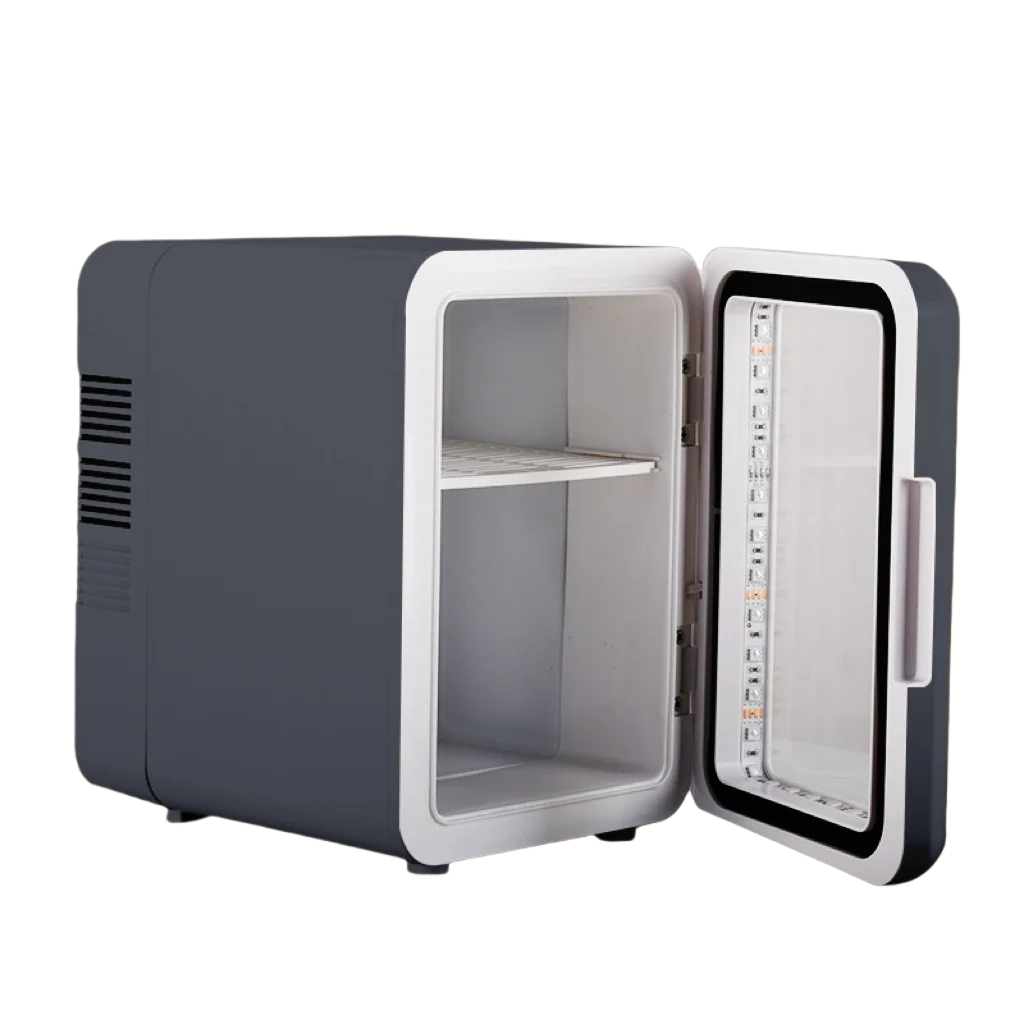 Grey Color Transparent Door Counter Drinks Cooler Freezer Table Top Small Mute Fridge Free Standing 4L Mini Fridge for Room