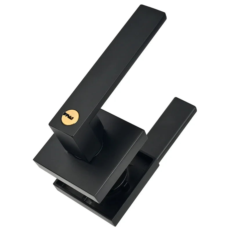 Indoor Door Lock, Aluminum Alloy Handle  Adjustable Room Wooden Door Handle Square Minimalist American Heavy-duty Three Bar Lock