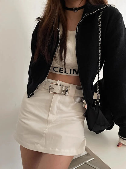 New retro Female Subculture Belt Punk Decorated Jeans Belt Personality Belt White Belt