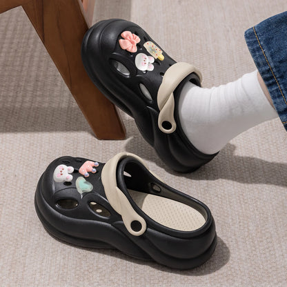 Women Thick Bottom Hole Shoes Summer Beach Platform Sandals Fashion Comfortable Indoor Outdoor Slippers