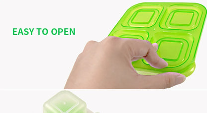 5 Pack Bento Snack Boxes - Reusable 4-Compartment Food Containers for School, Work and Travel