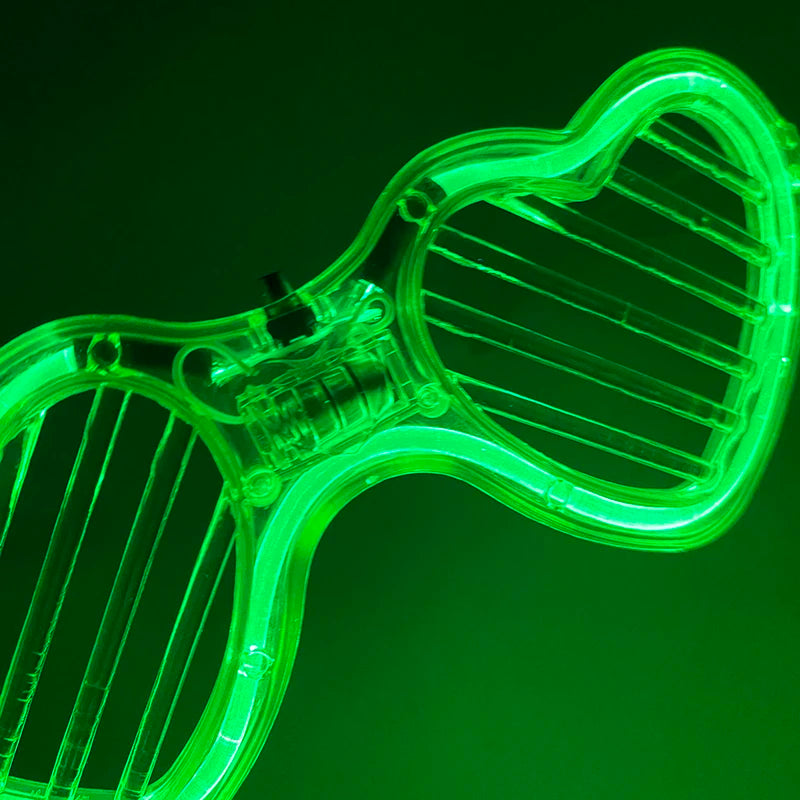 Light Up LED Glasses 5 Colors Heart Shape Glow Glasses Glow in The Dark Party Supplies Neon Party Favors for Kids Adults