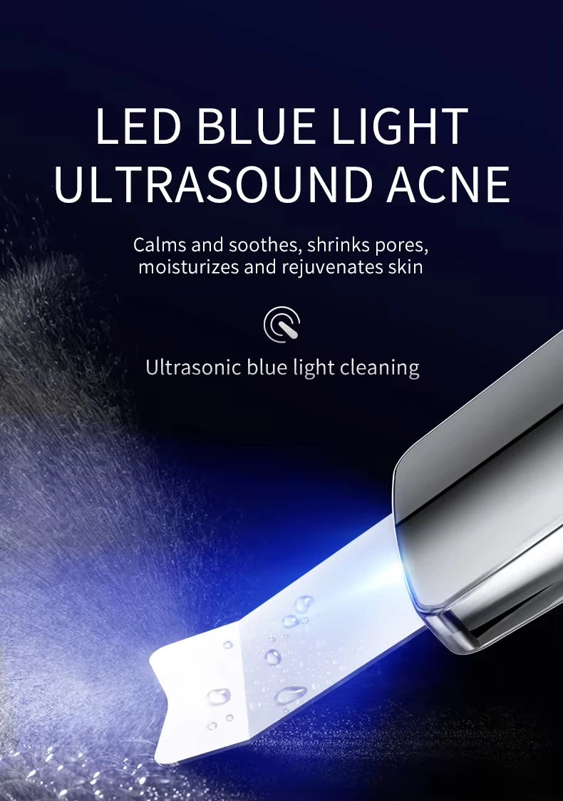 Home Use Ultrasonic Skin Scrubber Blackhead Remover Tool for Face Pore Cleaner with 2 Modes Waterproof Facials Skin Care Product
