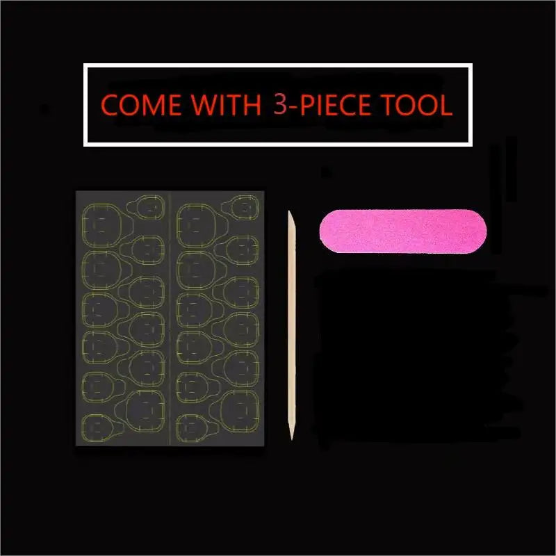 10 PCS Luxury Handmade Press on Nails Long Drop Gradual change of ice penetrati Design with 3-PIECE Tool Adhesive Nail Glue Tabs
