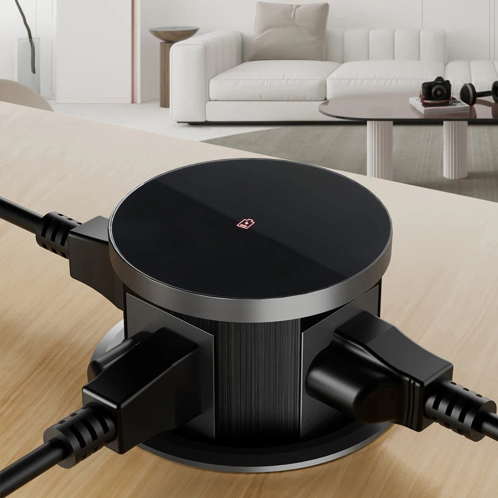 Tempered Glass Top Kitchen Counter Smart Pop Up Socket Push Button 4 Sides Electrical Socket with Usb Type-c Charger