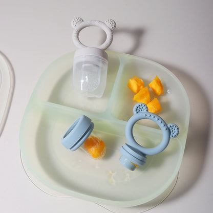 Baby Silicone Fruit Feeder – Bite & Explore Fresh Fruits cute cartoon design Chewable soft