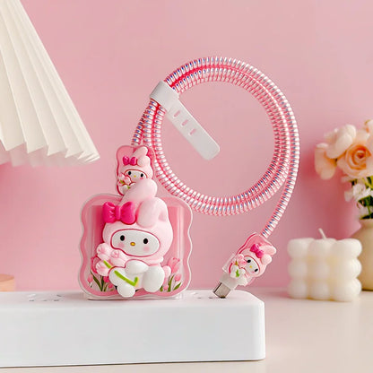 Joytop Sanrio 5Pcs Set Cable Protector for Huawei 35W/40W/66W/88W/100W Fast Charger Case Phone Wire Cord Organizers Winder