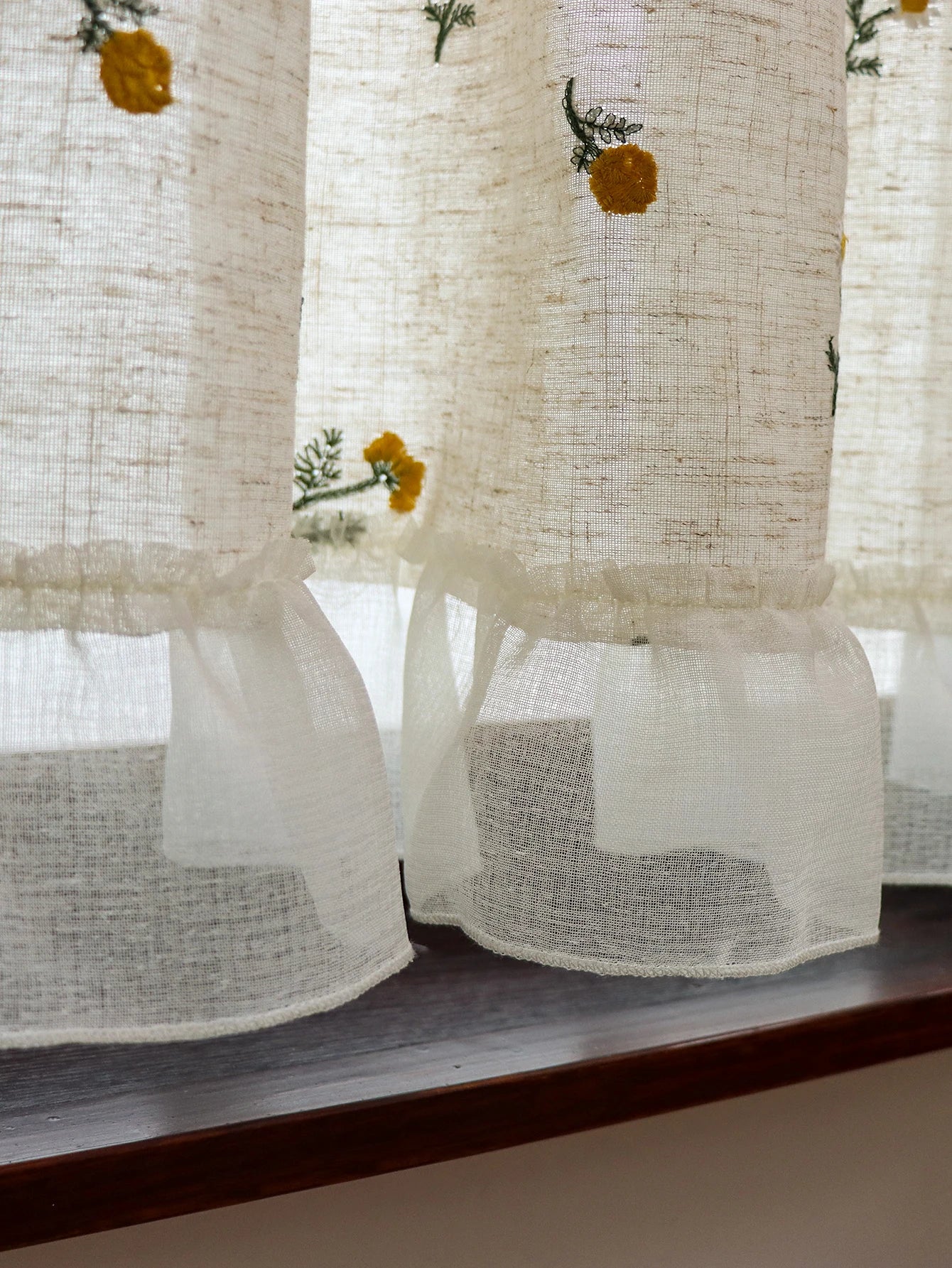 Linen Embroidery Curtain Small Fresh Curtain Rustic Wind Drift Window Curtain Ambience Sense Short Curtain