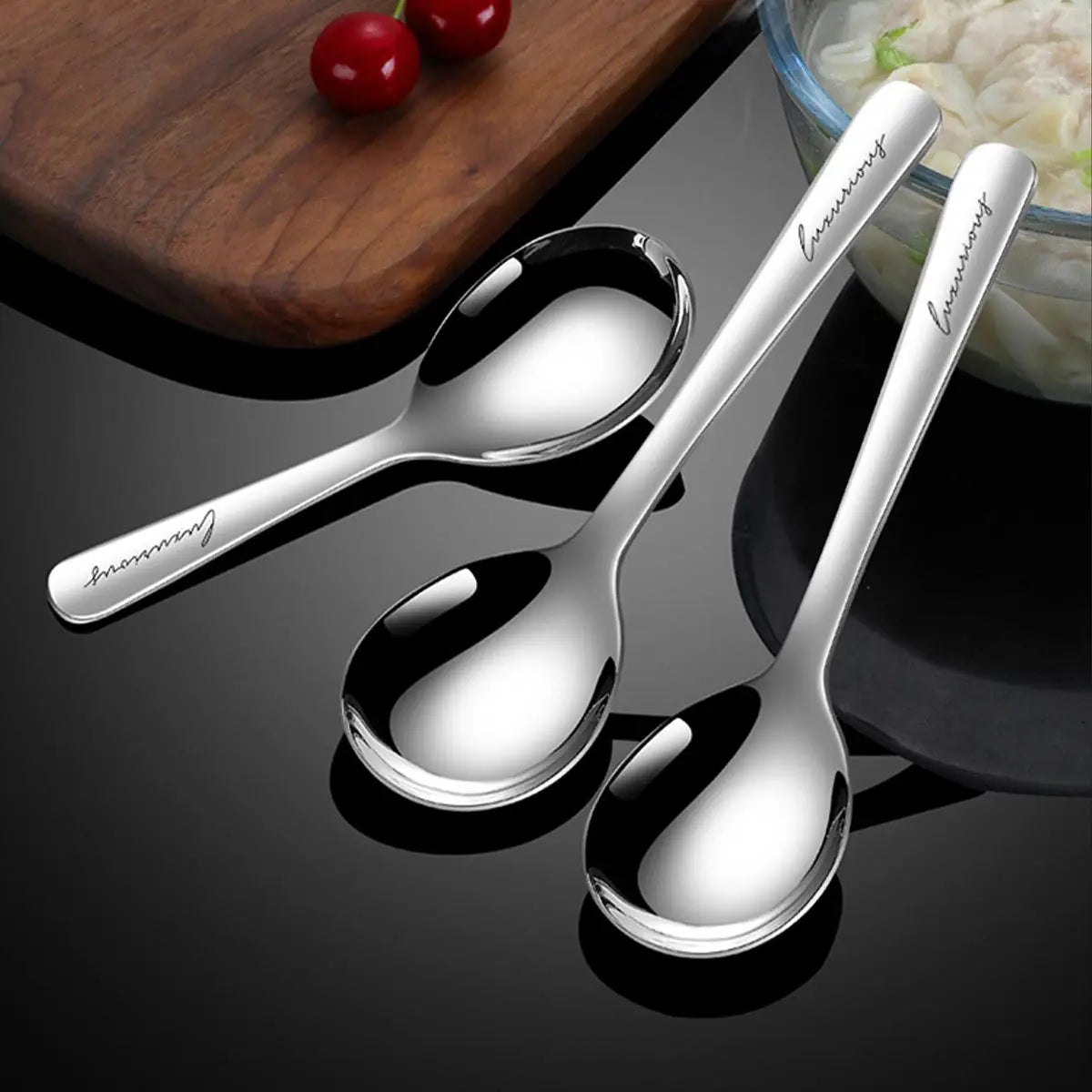 WORTHBUY 304 Stainless Steel Thickening Spoon Creative Long Handle Spoon Pot Spoon Soup Ladle Home Kitchen Essential Tools