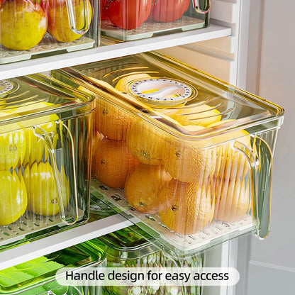 Stackable Refrigerator Storage Box with Lid, Capable of Storing Bread, Food, Vegetables, and Fruits，organizer box with handle