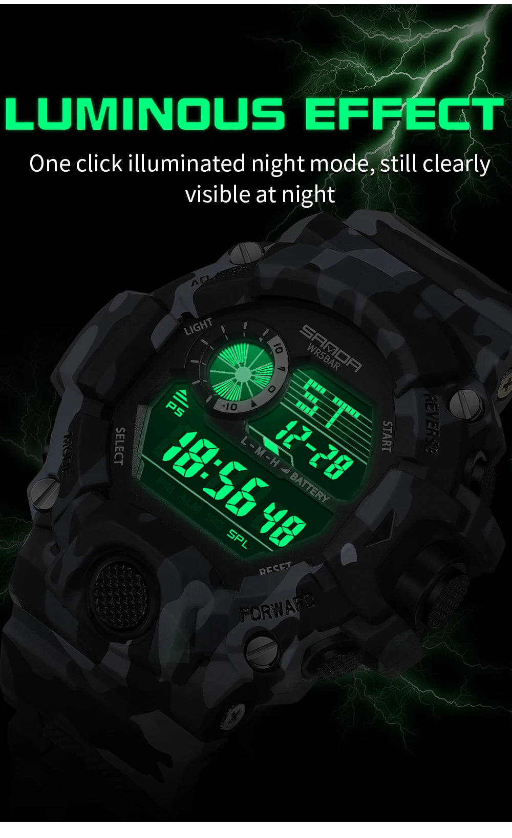 SANDA 2183 Fashion Military Student Electronic Watch Multi functional Timer Waterproof LED Student Electronic Digital Watch